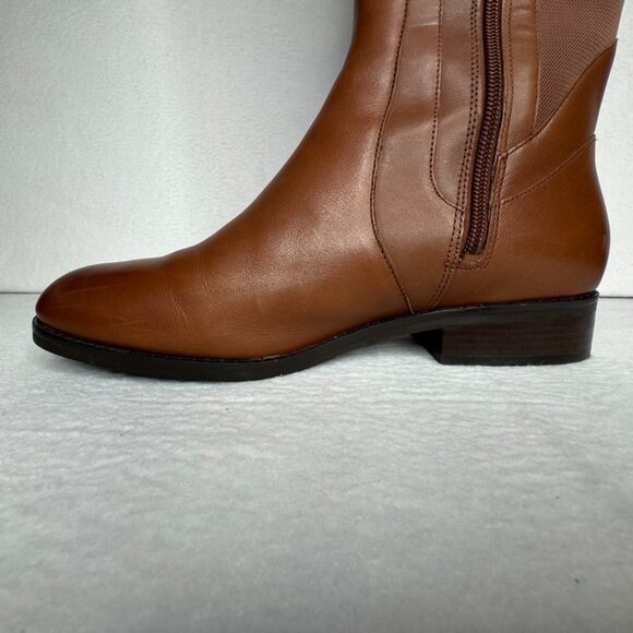 Cole Haan Noelle Riding Boots Brown Leather Side Zip Knee high Size 9 B - Picture 10 of 16